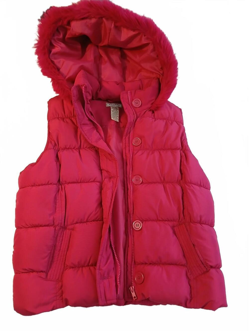 Arizona Y2K Puffer Vest Hooded Pink Girls XL 16G Outerwear